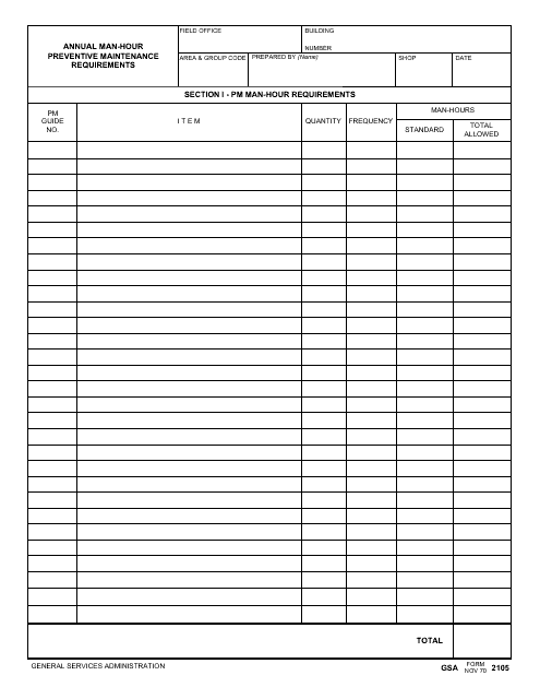 GSA Form 2105  Printable Pdf