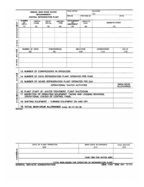 GSA Form 2104  Printable Pdf