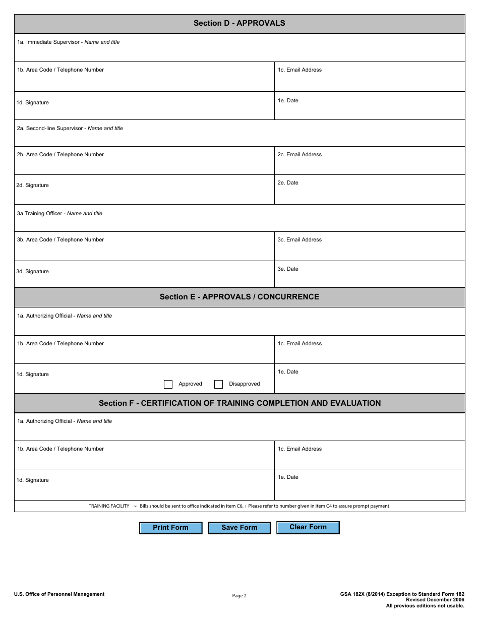 GSA Form 182X - Fill Out, Sign Online and Download Fillable PDF ...