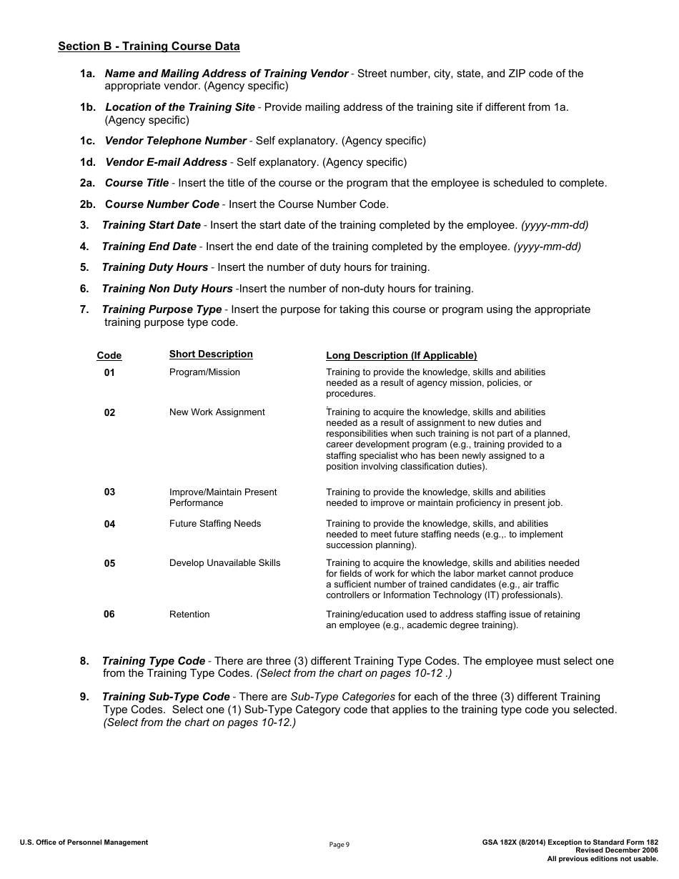 GSA Form 182X Authorization, Agreement and Certification of Training, Page 9