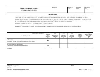 Document preview: GSA Form 2548 Monthly Labor Report (For Wg Employees)