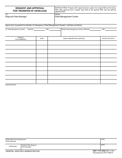 GSA Form 2552  Printable Pdf