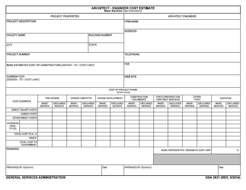 GSA Form 2631 - Fill Out, Sign Online and Download Fillable PDF ...