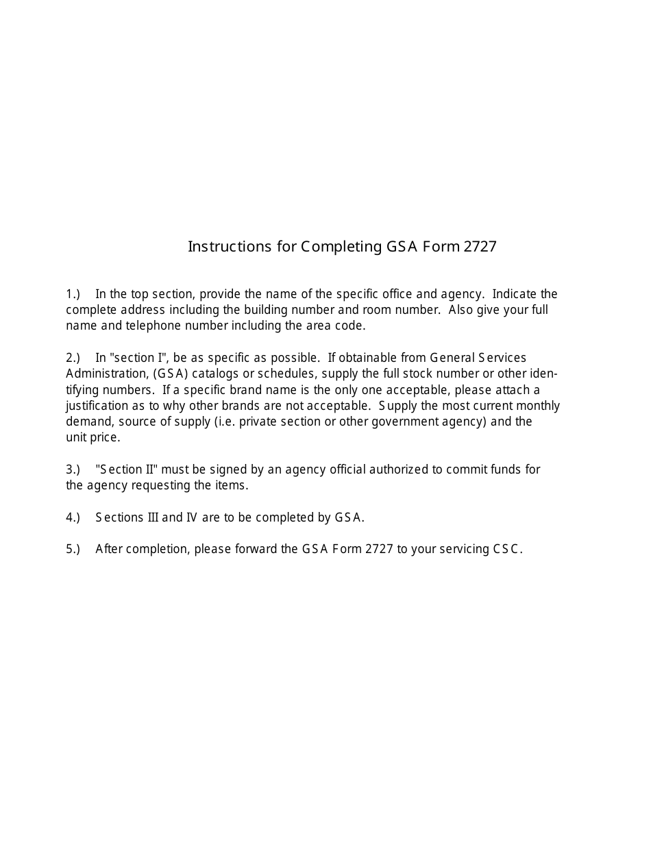 GSA Form 2727 Request to Add Item(S) to GSA Retail Stock, Page 2