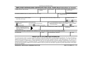 Document preview: GSA Form 2908 Employee's Withholding Certificate for Local Taxes