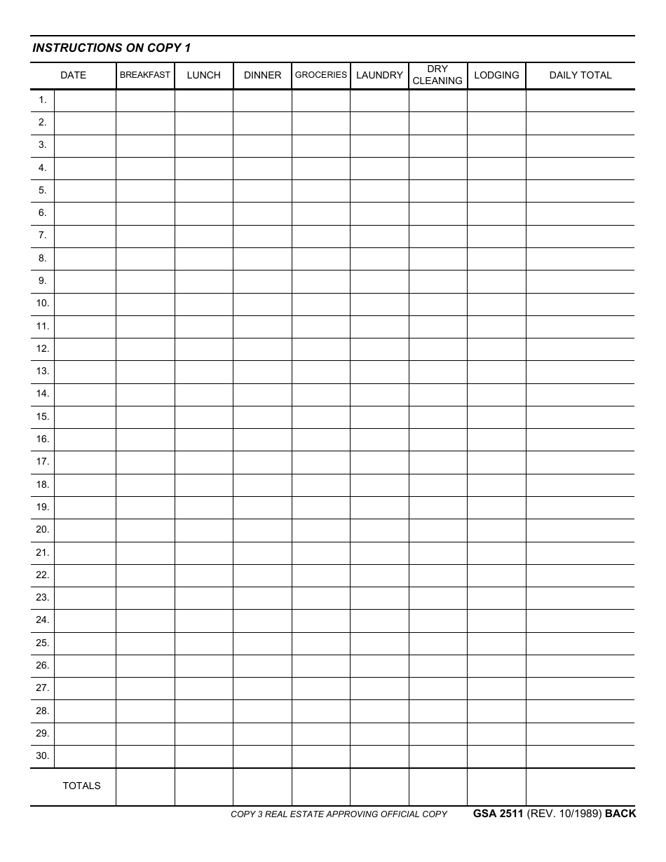 GSA Form 2511 Temporary Quarters Expense Report, Page 6