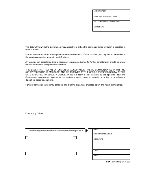 GSA Form 2981  Printable Pdf
