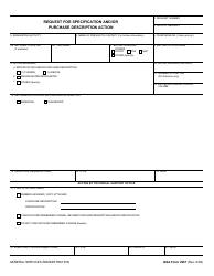 Document preview: GSA Form 2967 Request for Specification and/or Purchase Description Action