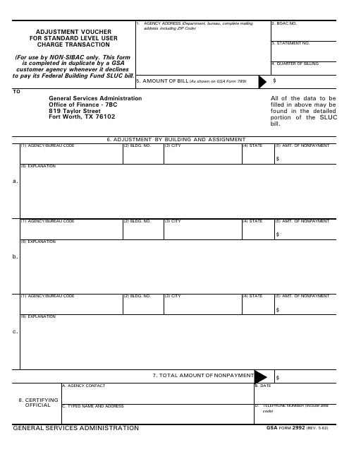 GSA Form 2992  Printable Pdf