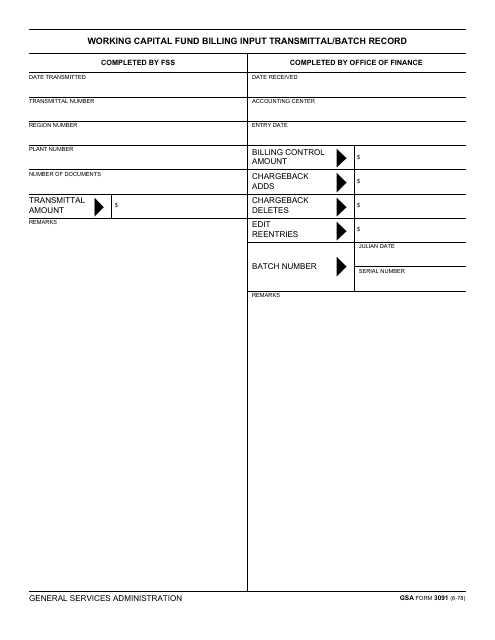GSA Form 3091  Printable Pdf
