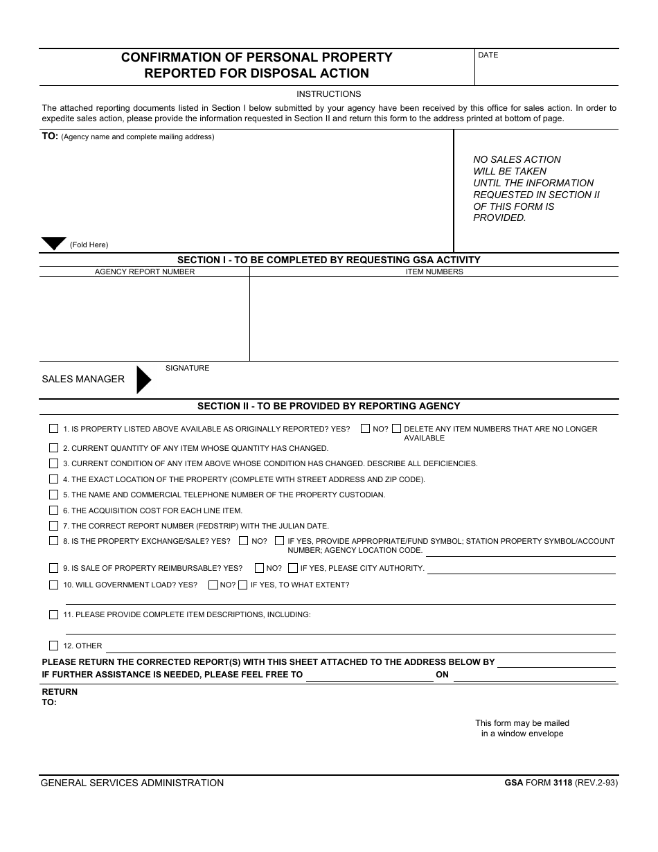 GSA Form 3118 - Fill Out, Sign Online and Download Fillable PDF ...