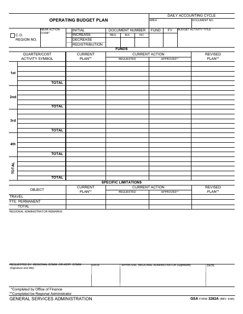 GSA Form 3282A  Printable Pdf