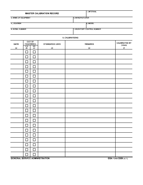 GSA Form 3359  Printable Pdf