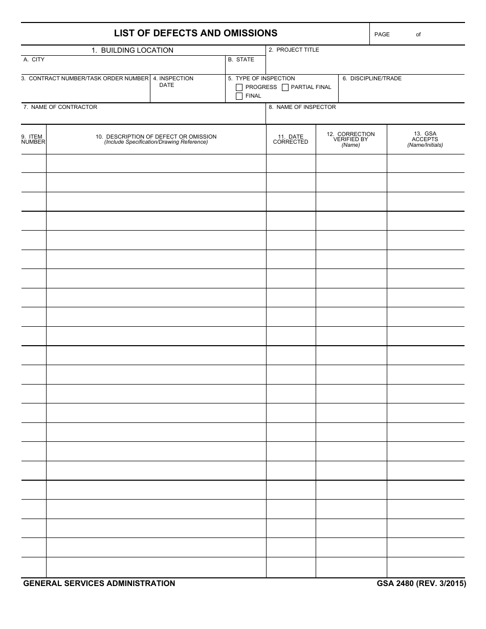 Gsa Form 2480 Fill Out Sign Online And Download Fillable Pdf Templateroller 1970