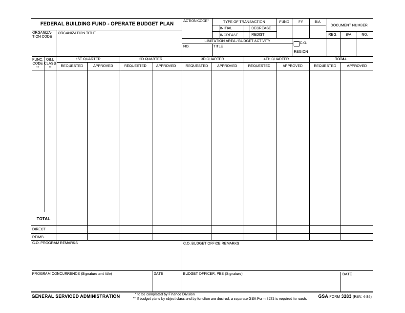 GSA Form 3283  Printable Pdf