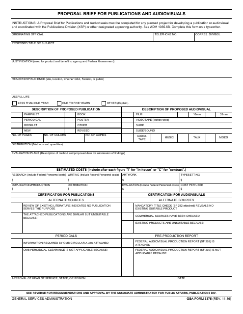 GSA Form 3375  Printable Pdf