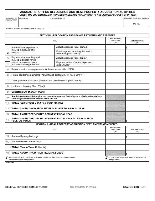 GSA Form 2997  Printable Pdf