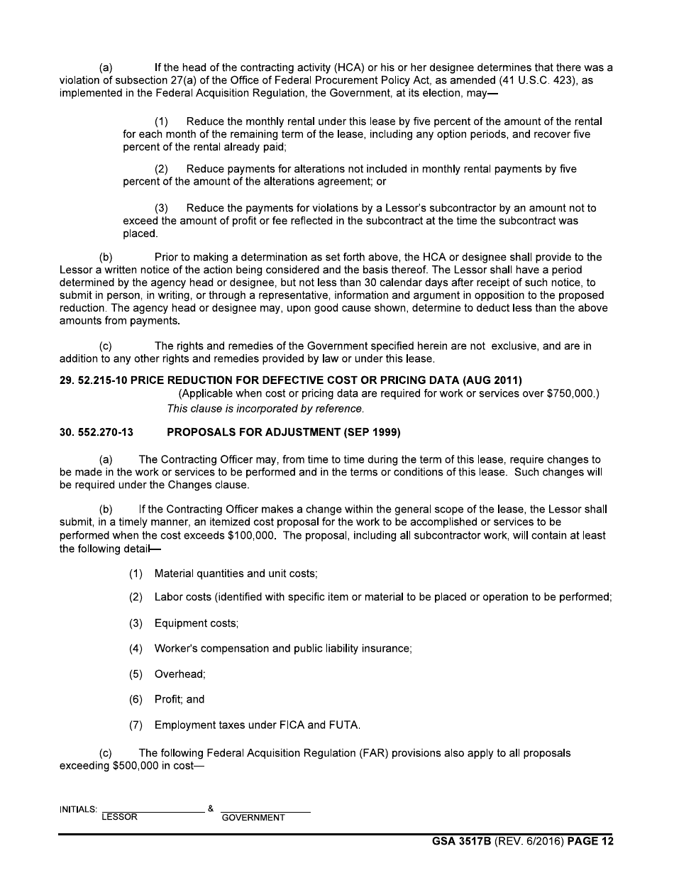 GSA Form 3517B General Clauses (Acquisition of Leasehold Interests in Real Property), Page 12