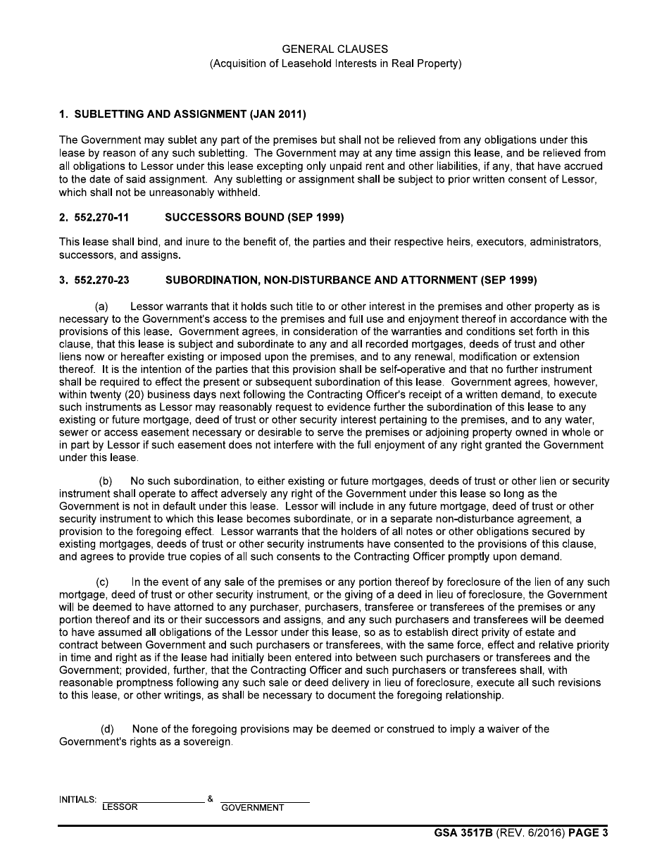 GSA Form 3517B General Clauses (Acquisition of Leasehold Interests in Real Property), Page 3