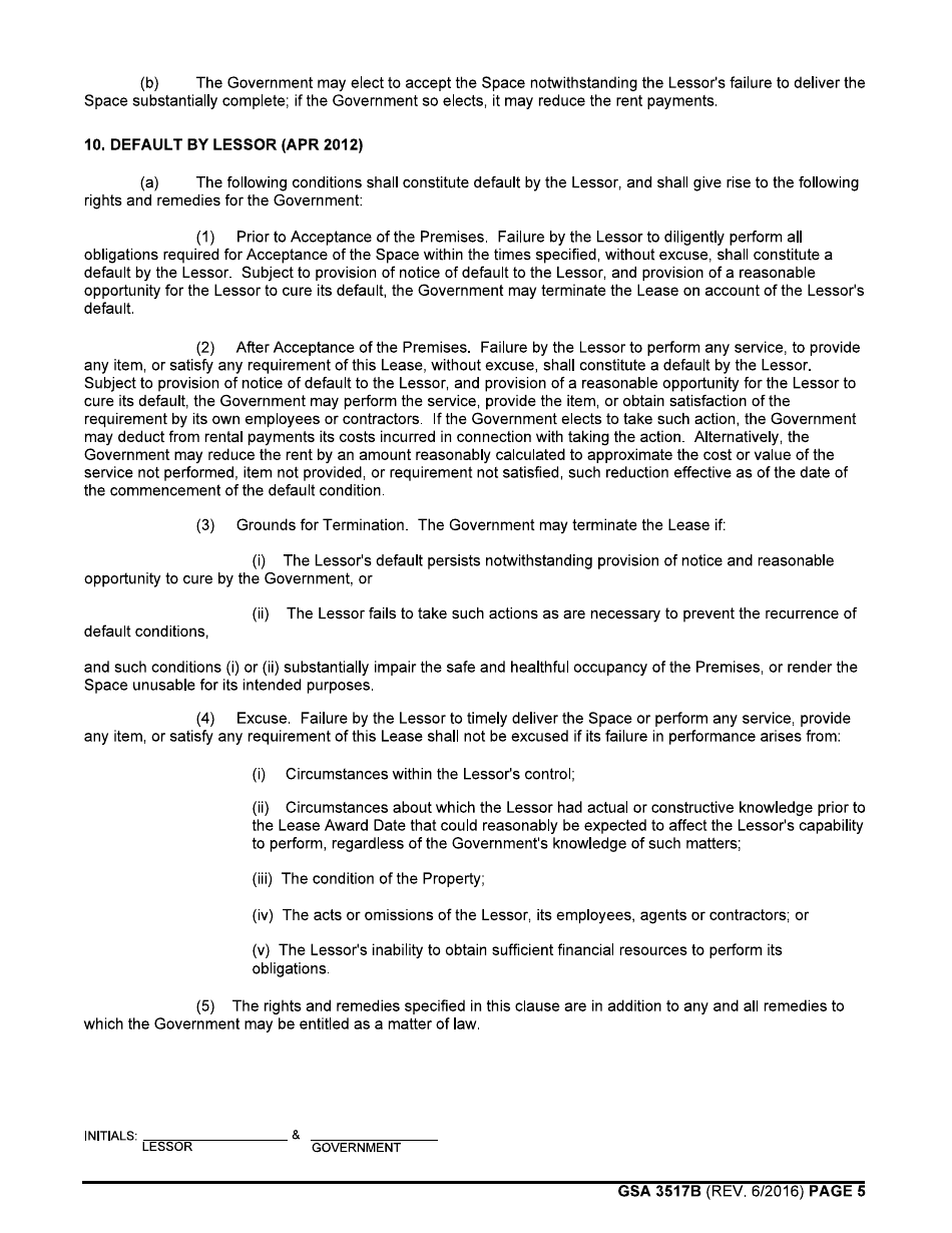 GSA Form 3517B General Clauses (Acquisition of Leasehold Interests in Real Property), Page 5