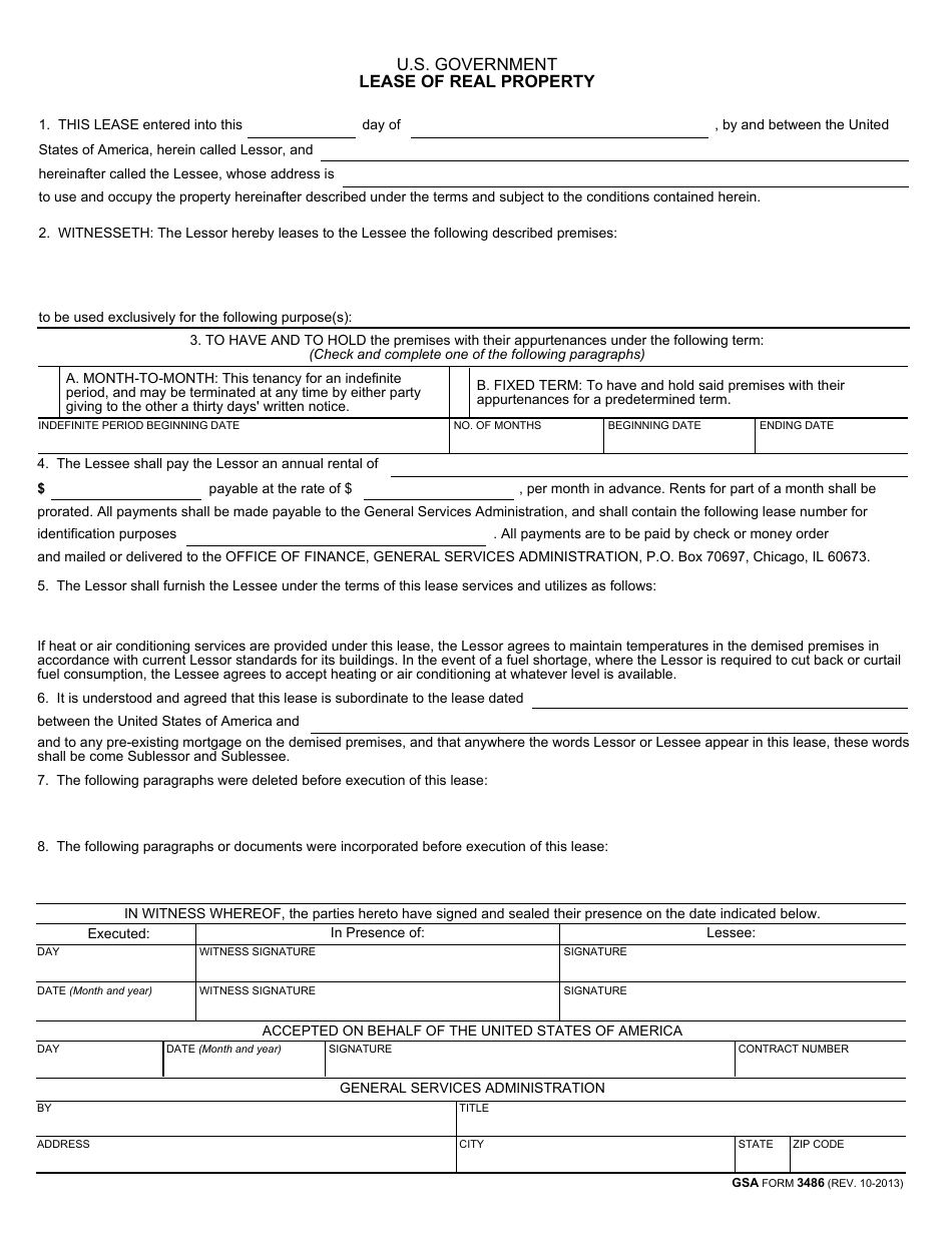 GSA Form 3486 - Fill Out, Sign Online and Download Fillable PDF ...