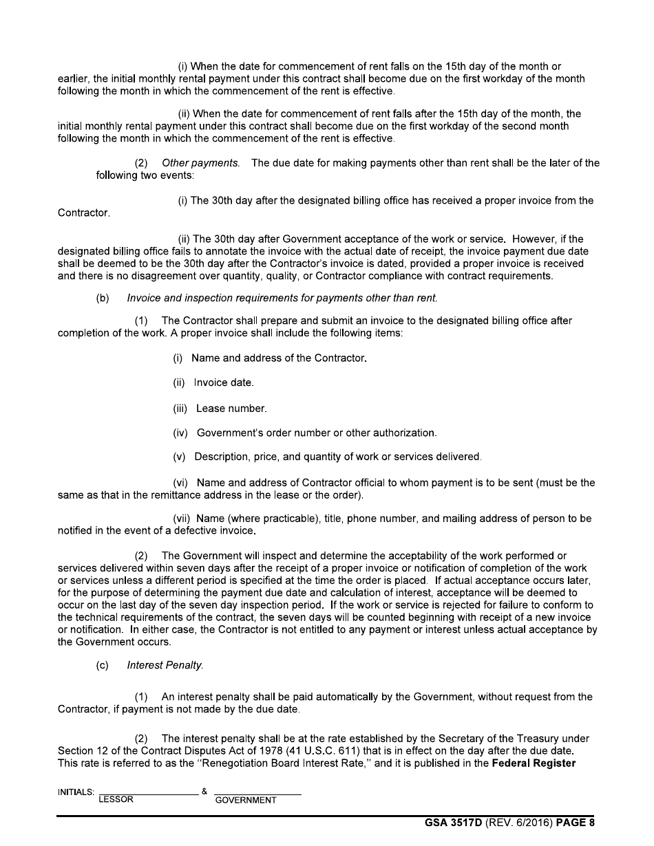 GSA Form 3517D General Clauses (Acquisition of Leasehold Interests in Real Property - Emergency or Disaster Leases), Page 8