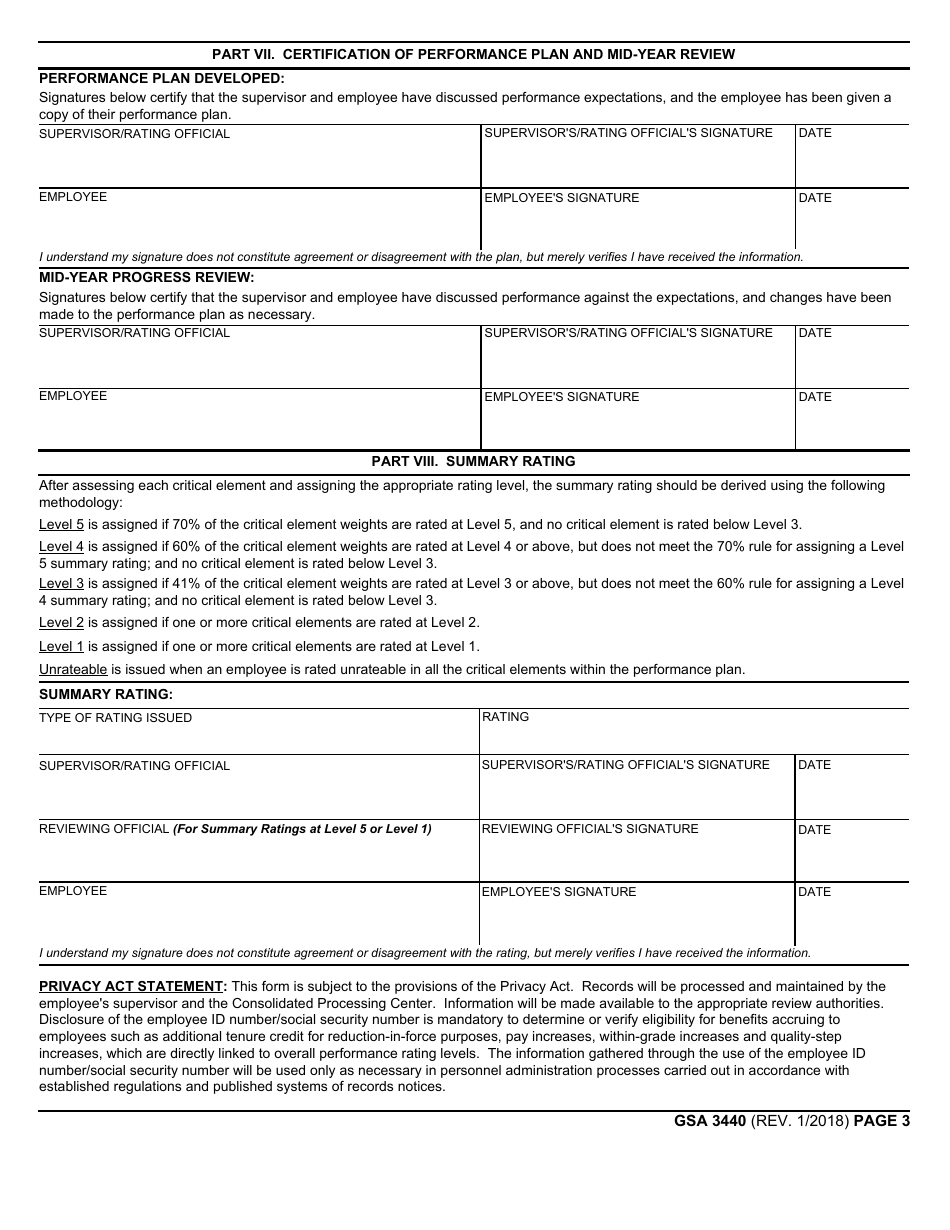 GSA Form 3440 Performance Plan and Appraisal Record - Non-supervisory Employees, Page 3