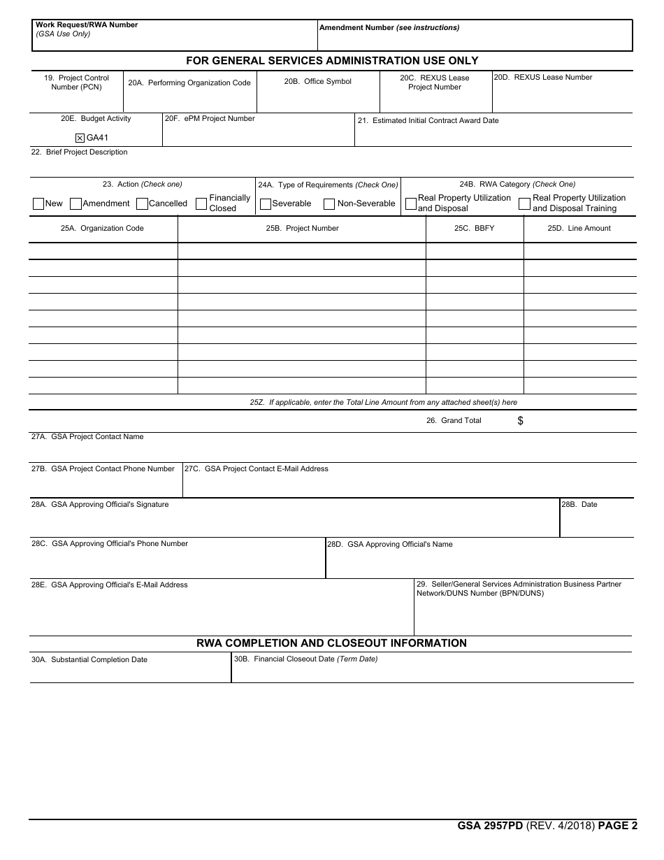 GSA Form 2957PD - Fill Out, Sign Online and Download Fillable PDF ...