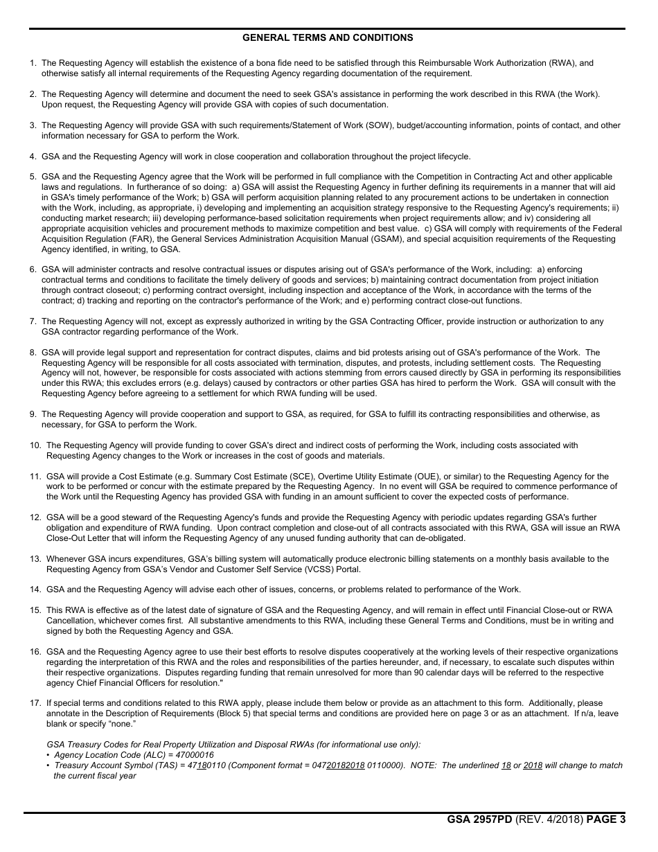 GSA Form 2957PD Rpud Reimbursable Work Authorization, Page 3