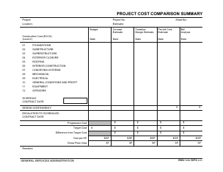 Document preview: GSA Form 3474 Project Cost Comparison Summary