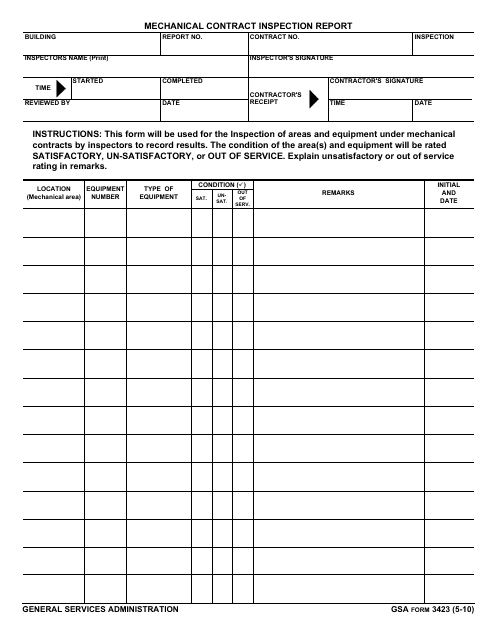 GSA Form 3423  Printable Pdf