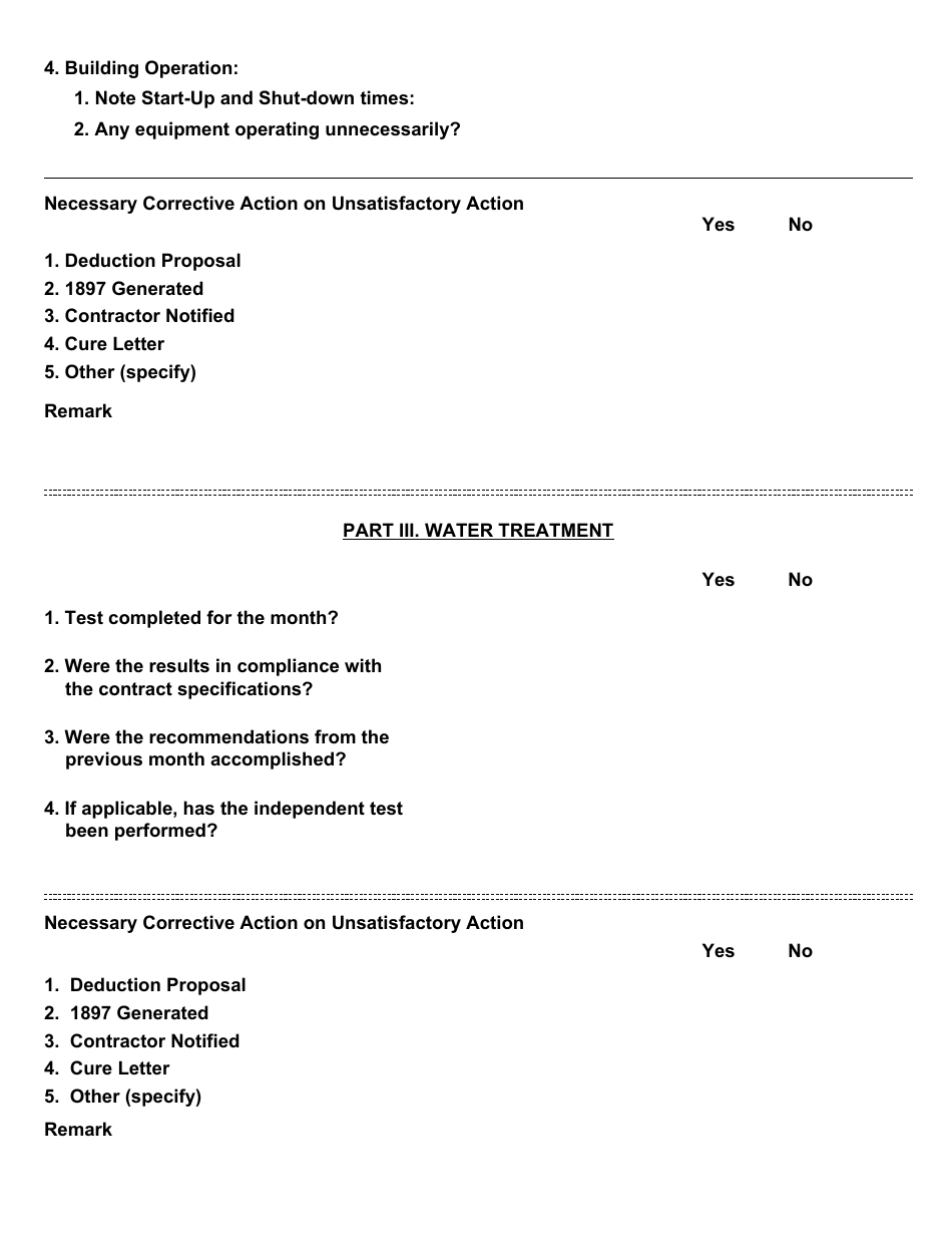 GSA Form 3423 Mechanical Contract Inspection Report, Page 4