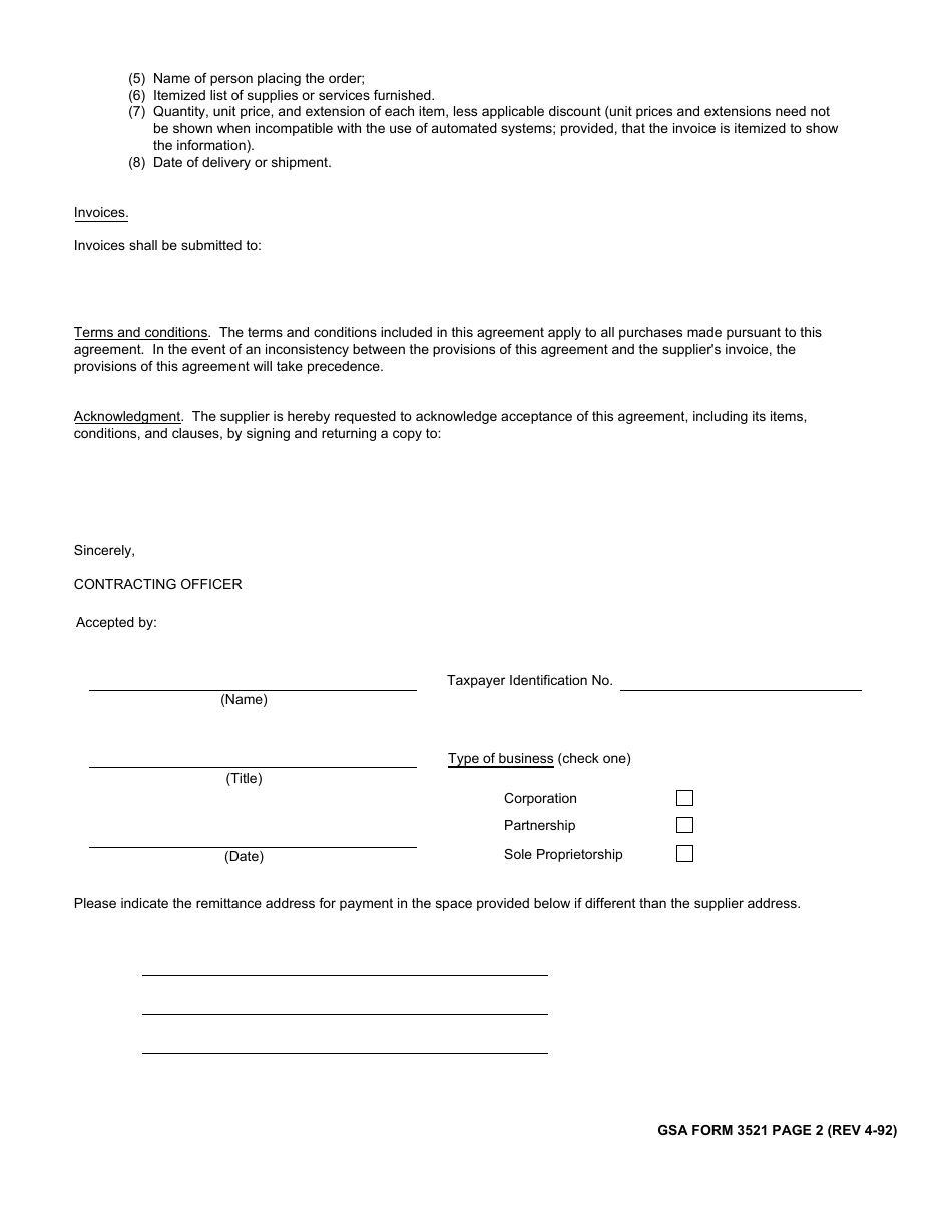 GSA Form 3521 - Fill Out, Sign Online and Download Fillable PDF ...