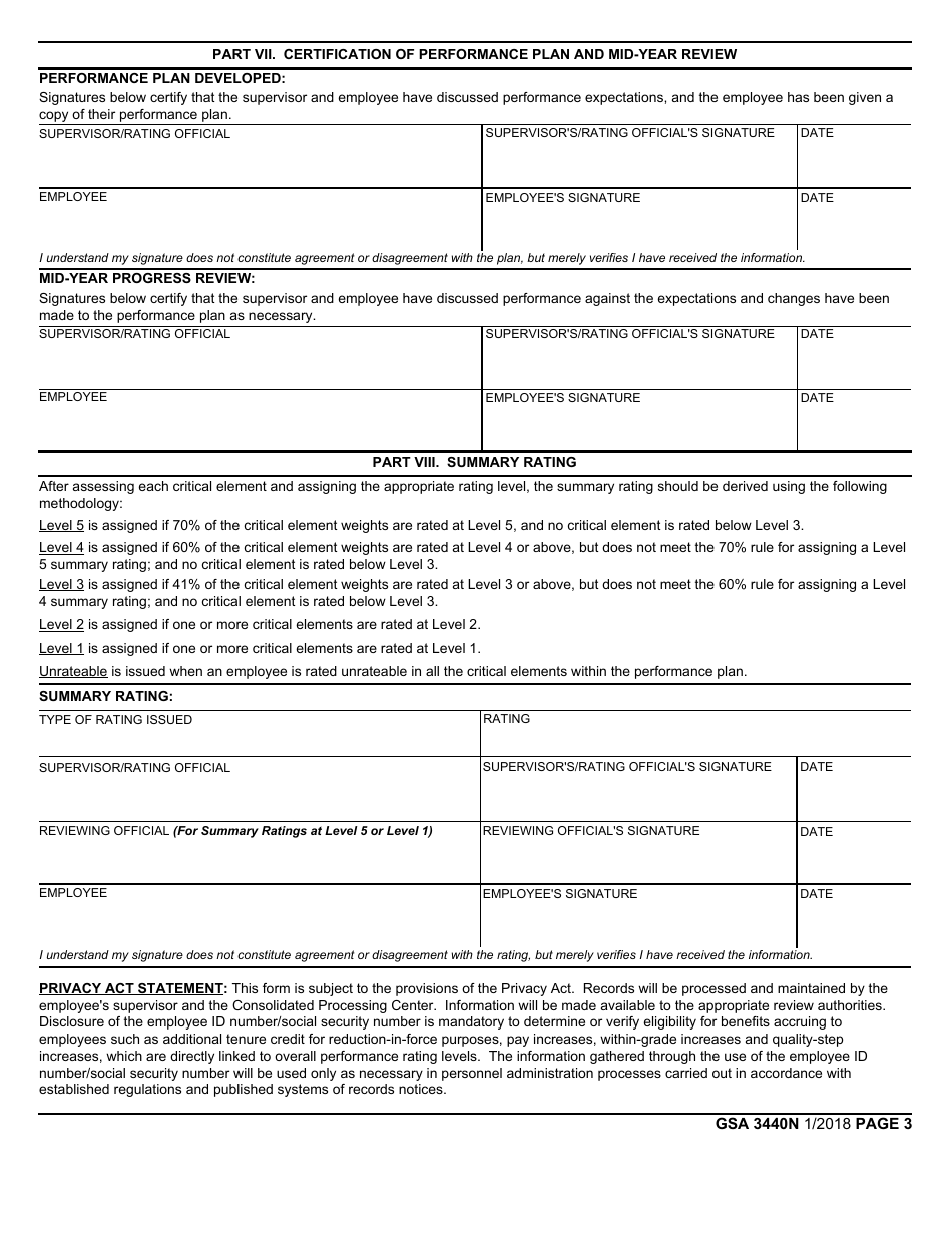 GSA Form 3440N Performance Plan and Appraisal Record - Non-supervisory Nffe Bargaining Employees, Page 3