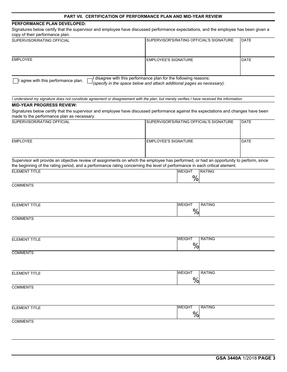 GSA Form 3440A Performance Plan and Appraisal Record - Non-supervisory Afge Bargaining Employees, Page 3