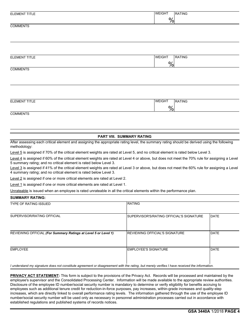 GSA Form 3440A Performance Plan and Appraisal Record - Non-supervisory Afge Bargaining Employees, Page 4