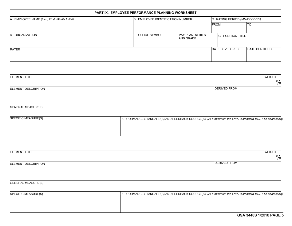 GSA Form 3440S Performance Plan and Appraisal Record, Page 5