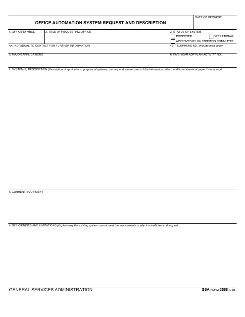 GSA Form 3566  Printable Pdf