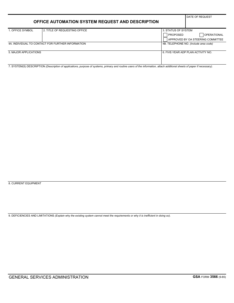 GSA Form 3566 - Fill Out, Sign Online and Download Fillable PDF ...