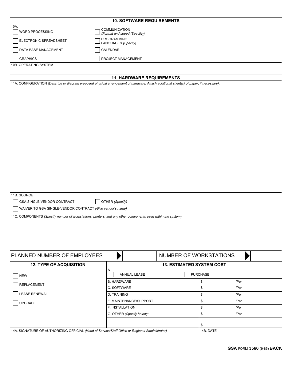 GSA Form 3566 Office Automation System Request and Description, Page 2