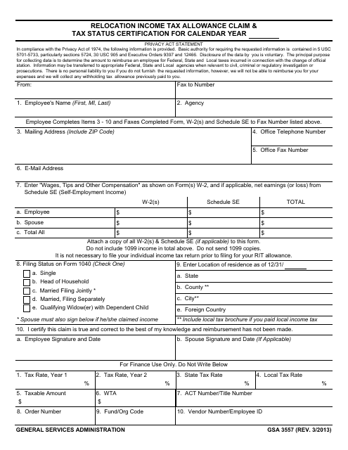 GSA Form 3557  Printable Pdf