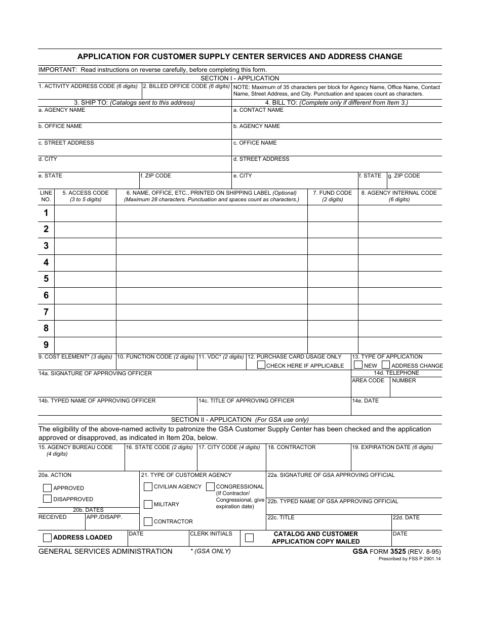 GSA Form 3525 Fill Out, Sign Online and Download Fillable PDF