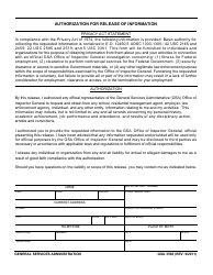 Document preview: GSA Form 3590 Authorization for Release of Information