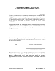 Document preview: GSA Form 3608 Procurement Integrity Certification of Departing GSA Procurement Official