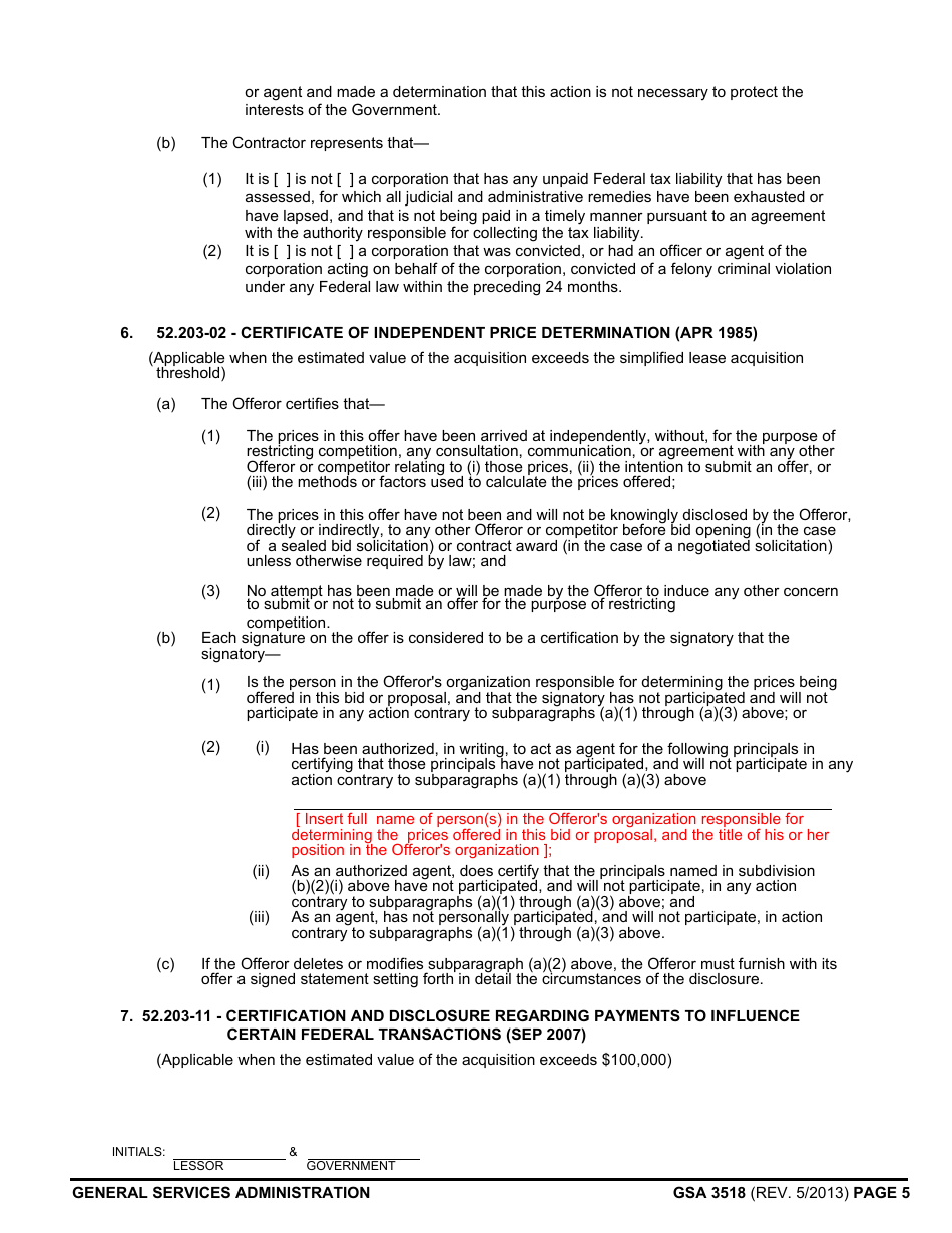 GSA Form 3518 - Fill Out, Sign Online and Download Fillable PDF ...