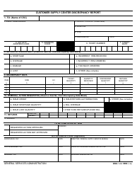 GSA Form 3580 Customer Supply Center Discrepancy Report