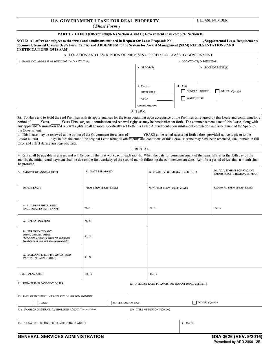 GSA Form 3626 - Fill Out, Sign Online and Download Fillable PDF ...