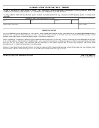 Document preview: GSA Form 3665 Authorization to Obtain Credit Report