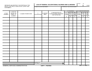 GSA Form 3624 Log of Federal Occupational Injuries and Illnesses