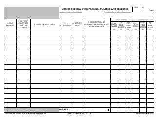 GSA Form 3624 Log of Federal Occupational Injuries and Illnesses, Page 2